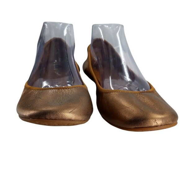 Juil The Flat Gold Bronze Leather Metallic Slip On Ballerina Flats Size 10 - Picture 2 of 14